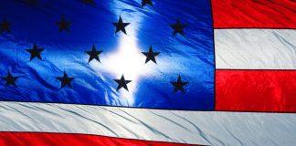 U.S. Flag with Sunlight Cross