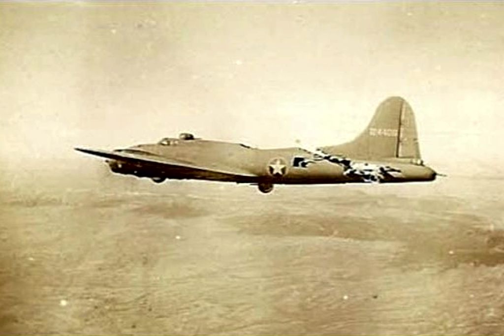 WW II B-17 after collision with German fighter