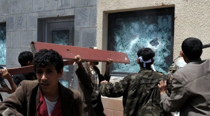 Yemeni protesters storm the US embassy.
