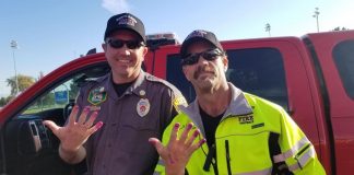 Firefighters with nail polish