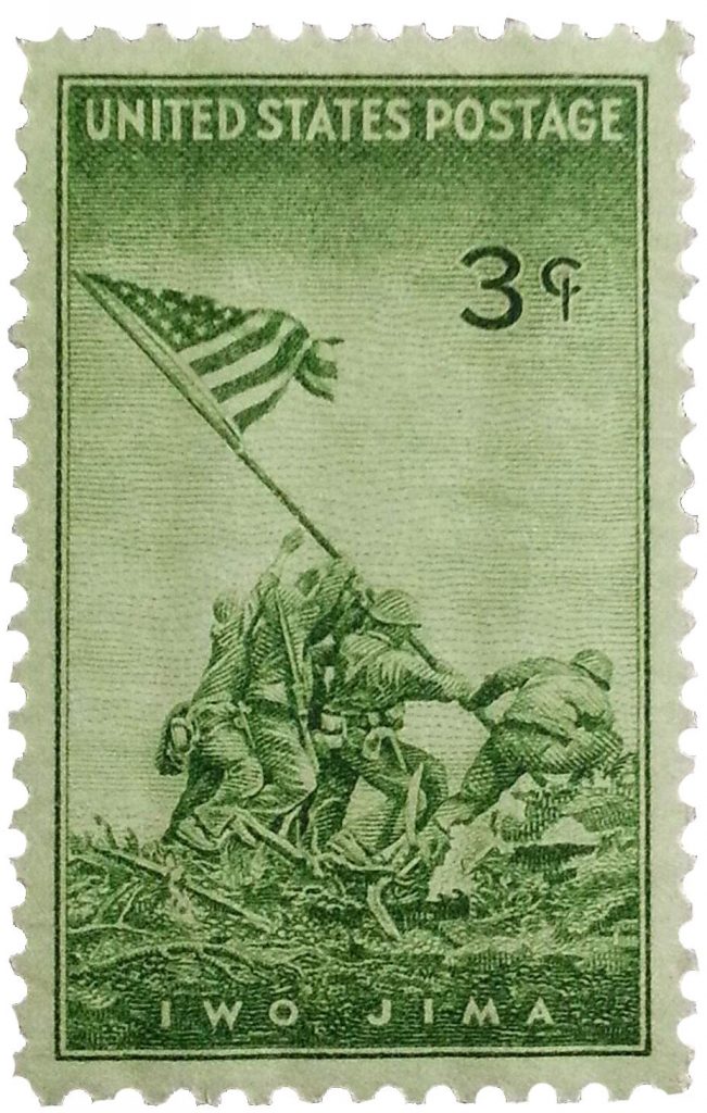 Iwo Jima Flag Raising Photo on postage stamp