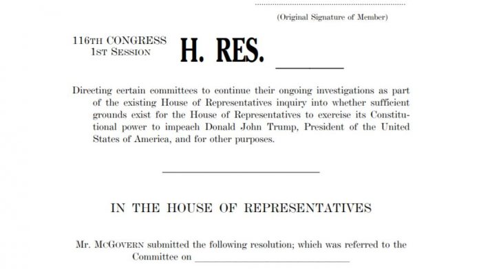 House Resolution on Trump Impeachment