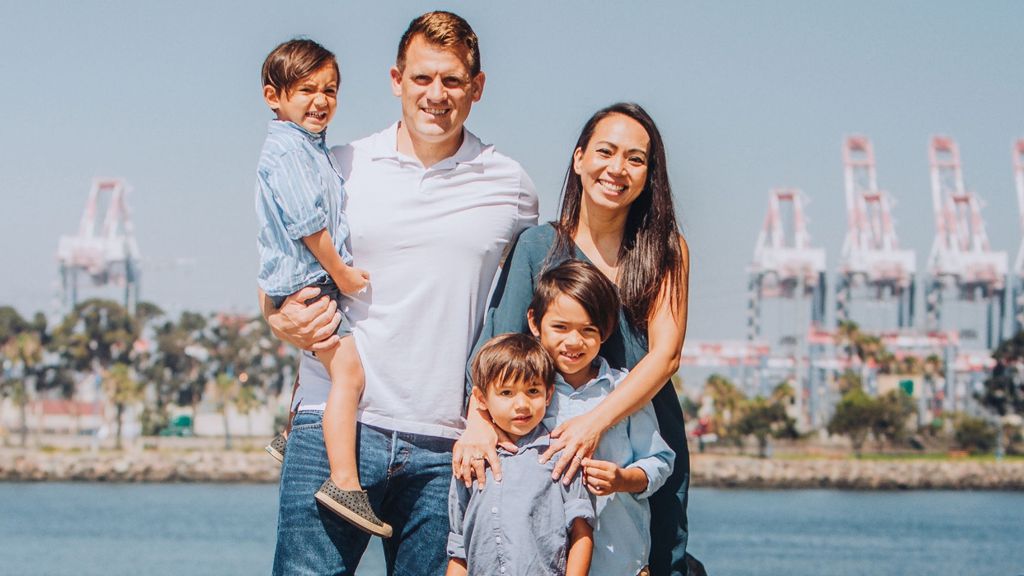 Amy Phan West with her husband Jeremy and her children.