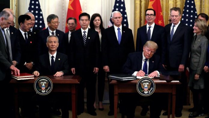 Signing of phase one of China trade deal