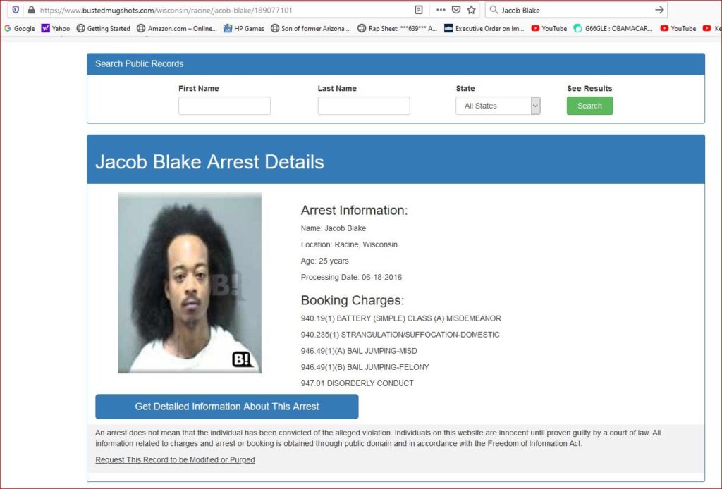Jacob Blake Arrest Details