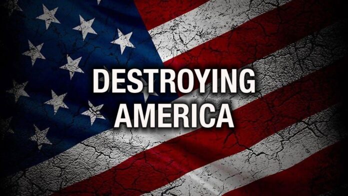 Destroying America - Cracked Flag
