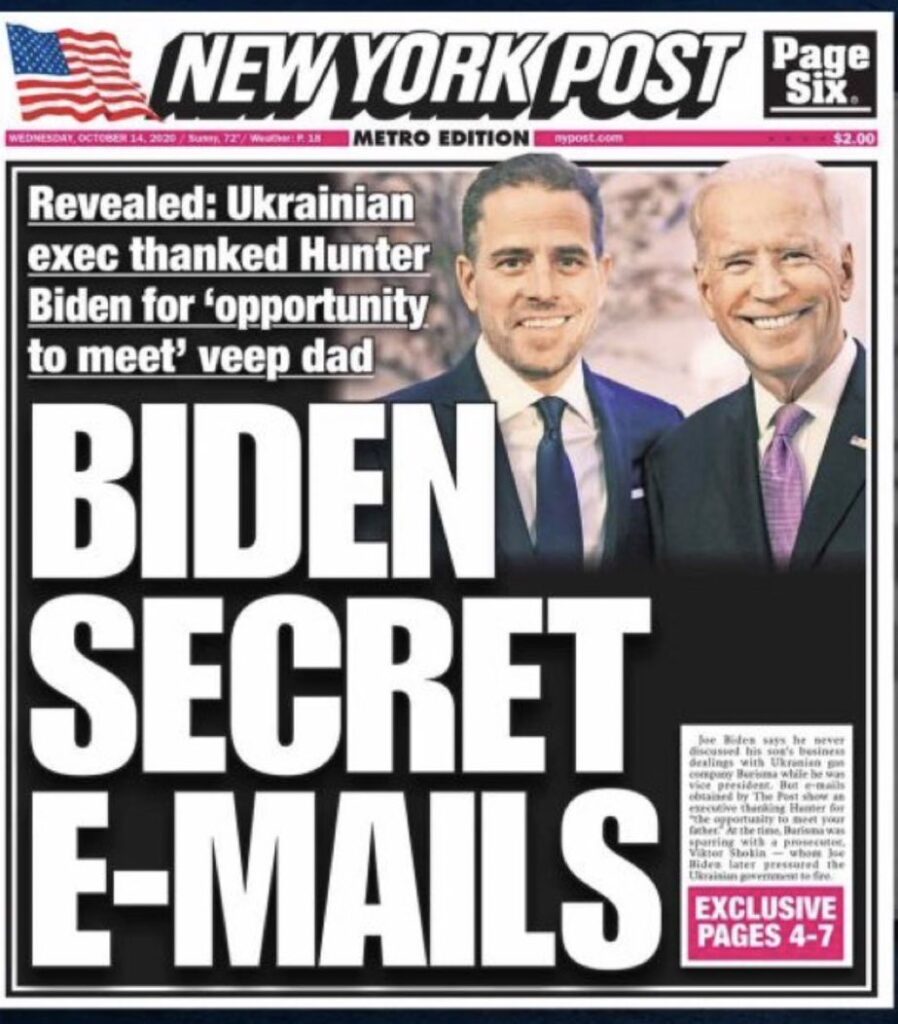 New York Post article on Biden Secret E-Mails