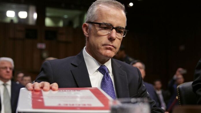 Former FBI Deputy Director Andrew McCabe testifying in Senate in 2017