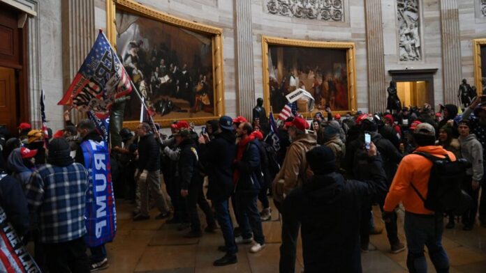 Supporters of President Donald Trump enter the U.S. Capitol's Rotunda in Washington on Jan. 6, 2021. Supporters of President Donald Trump enter the U.S. Capitol's Rotunda in Washington on Jan. 6, 2021.