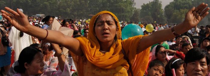 Nepali Christians participate in a mass prayer Nepali Christians participate in a mass prayer