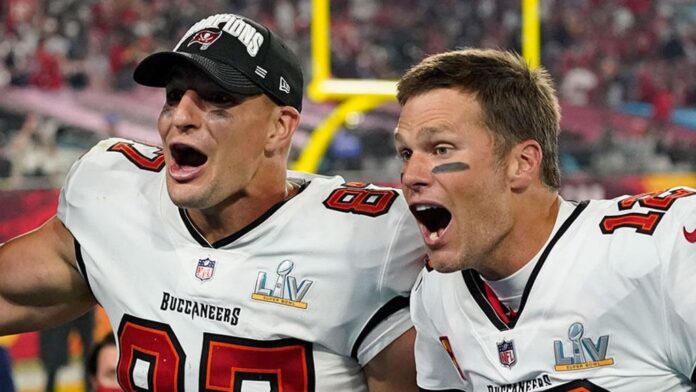Rob Gronkowski and Tom Brady celebrate NFL Super Bowl Rob Gronkowski and Tom Brady celebrate NFL Super Bowl
