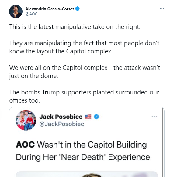 AOC not in Capitol Building Tweet