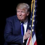 President Trump Hugging American Flag