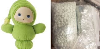 Glow worm from thrift store in El Mirage, AZ with bag of over 5,000 pills believed to be fentanyl.