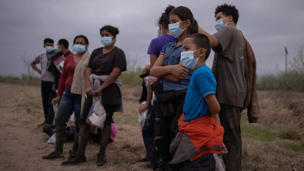 A group of minor migrants in Penitas, Texas on March 14, 2021.