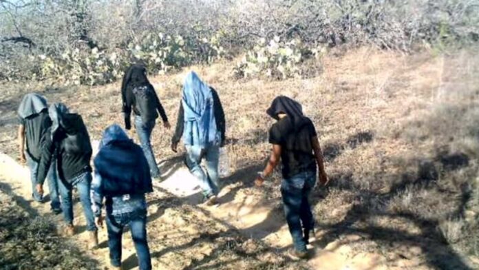 illegals-03-25-2021 Illegal aliens walking through private ranch land in Jim Hogg County, Texas,