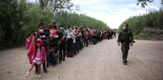 Venezuelans Immigrants waiting to be picked up by Border Patrol