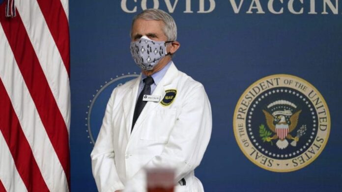Masked Anthony Fauci