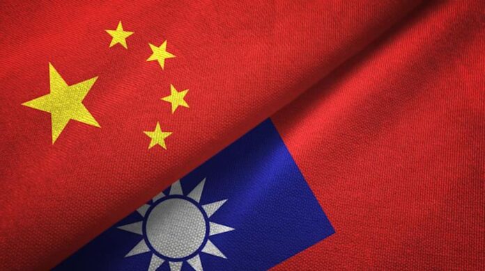 National Flag of the People's Republic of China and Flag of Taiwan