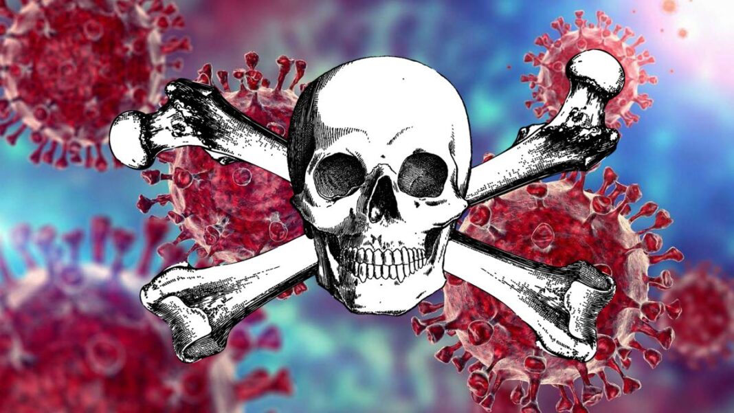 COVID-19 Virus and Skull and Crossbones