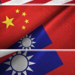 National Flag of the People's Republic of China, Flag of Taiwan and U.S. Flag
