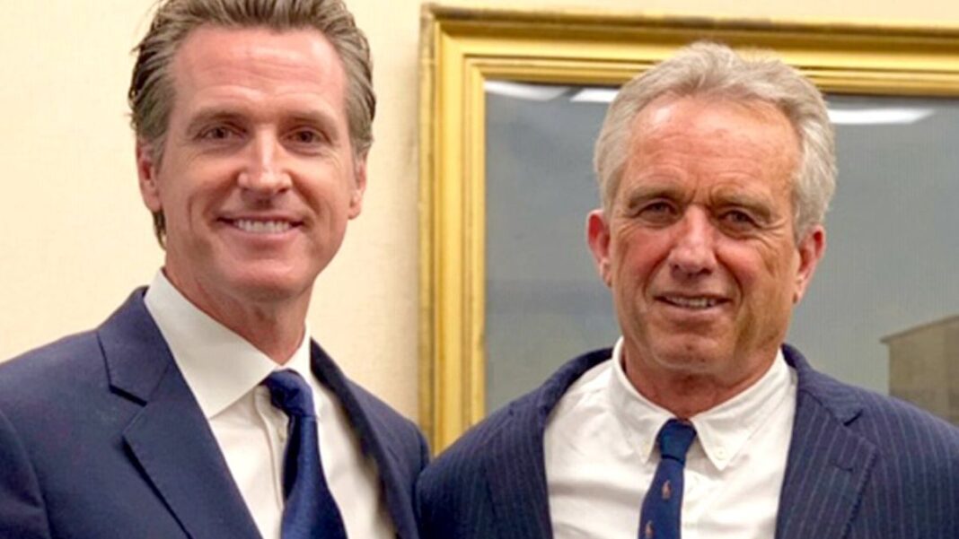 Gavin Newsom and Robert F Kennedy Jr.