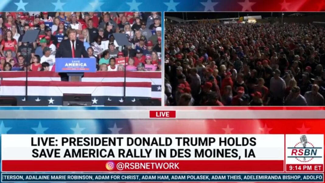 Trump Rally Des Moines Iowa on October 9, 2021