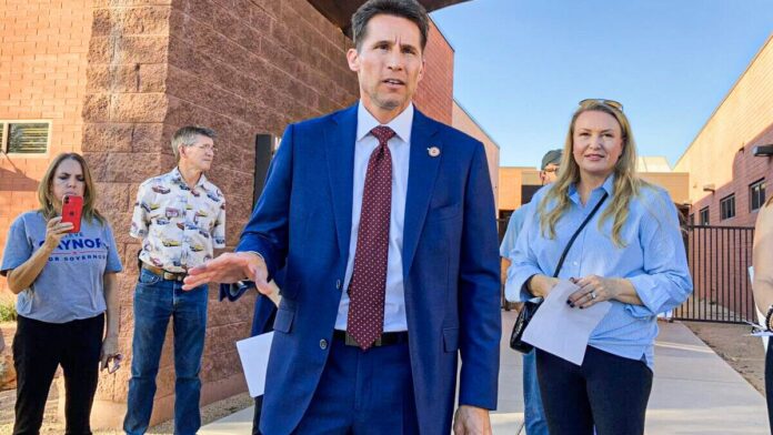 Arizona State Rep. Joseph Chaplik speaks to a crowd of parents in Scottsdale on Nov. 15, 2021