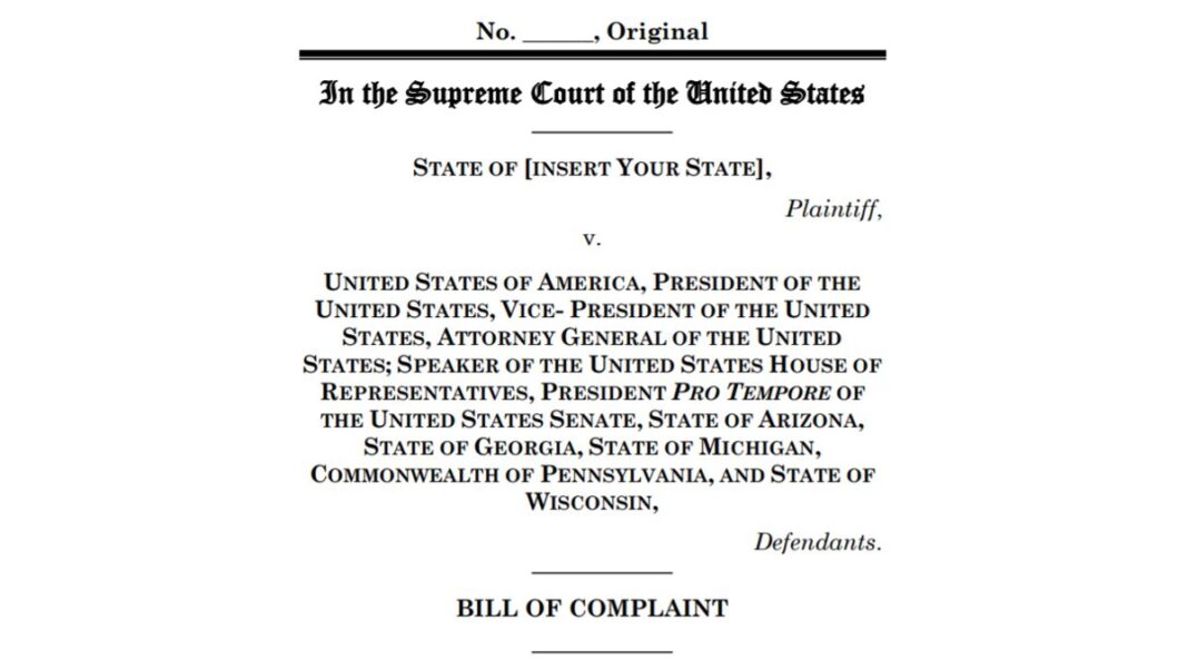 States vs U.S. Bill of Complaint 2020 President Election