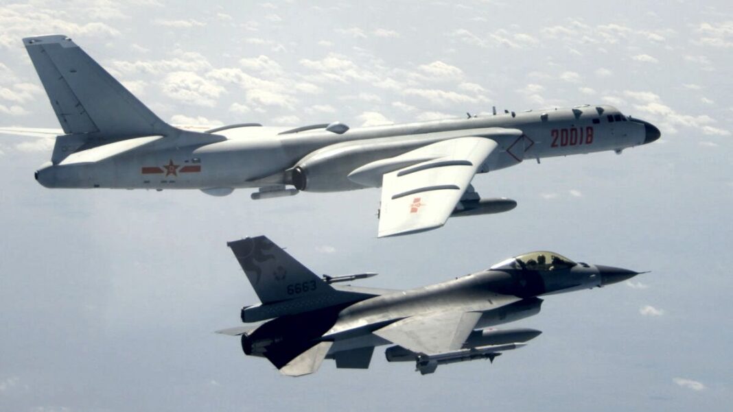 Taiwanese F-16 and CPLAAF H-6 Bomber