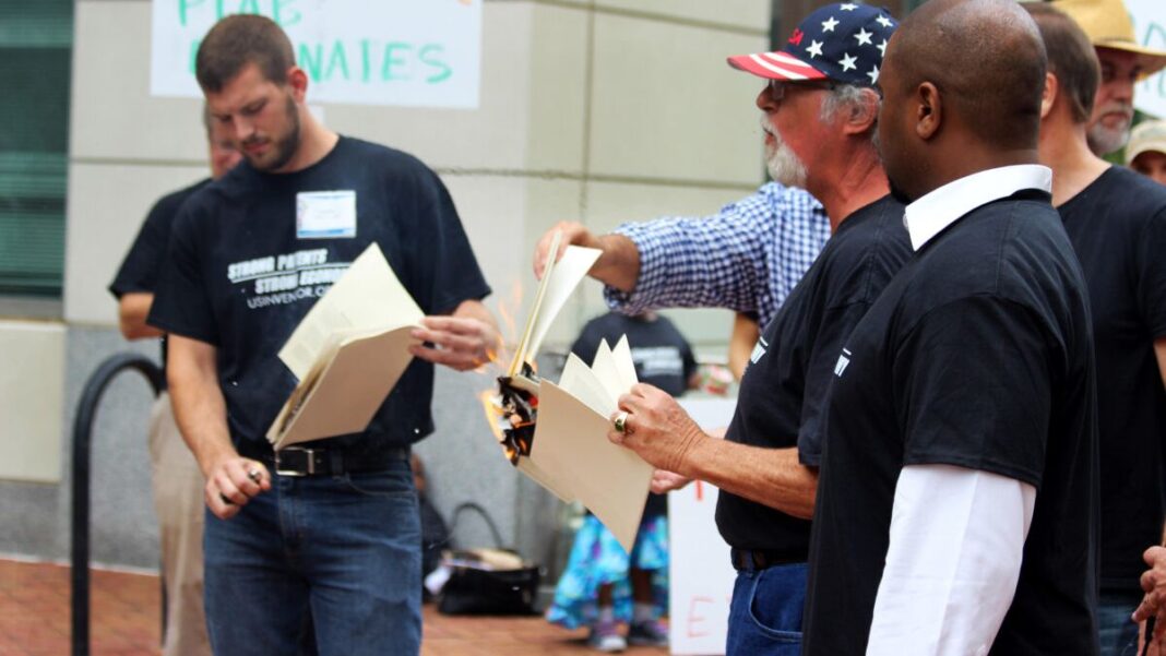 Inventors protest outside the Patent Trial and Appeal Board