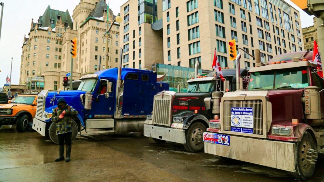 Trucks Parked in Ottawa During Demonstrations