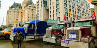 Trucks Parked in Ottawa During Demonstrations