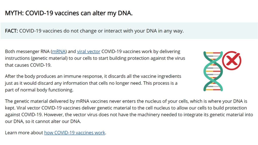 Myth: COVID-19 Vaccines Can Alter my DNA