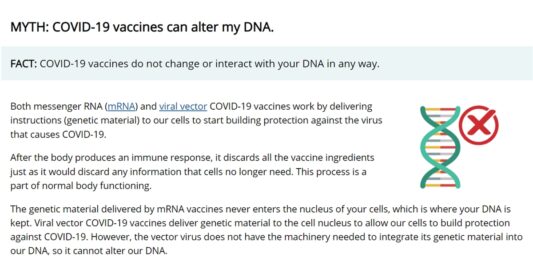 Myth: COVID-19 Vaccines Can Alter my DNA