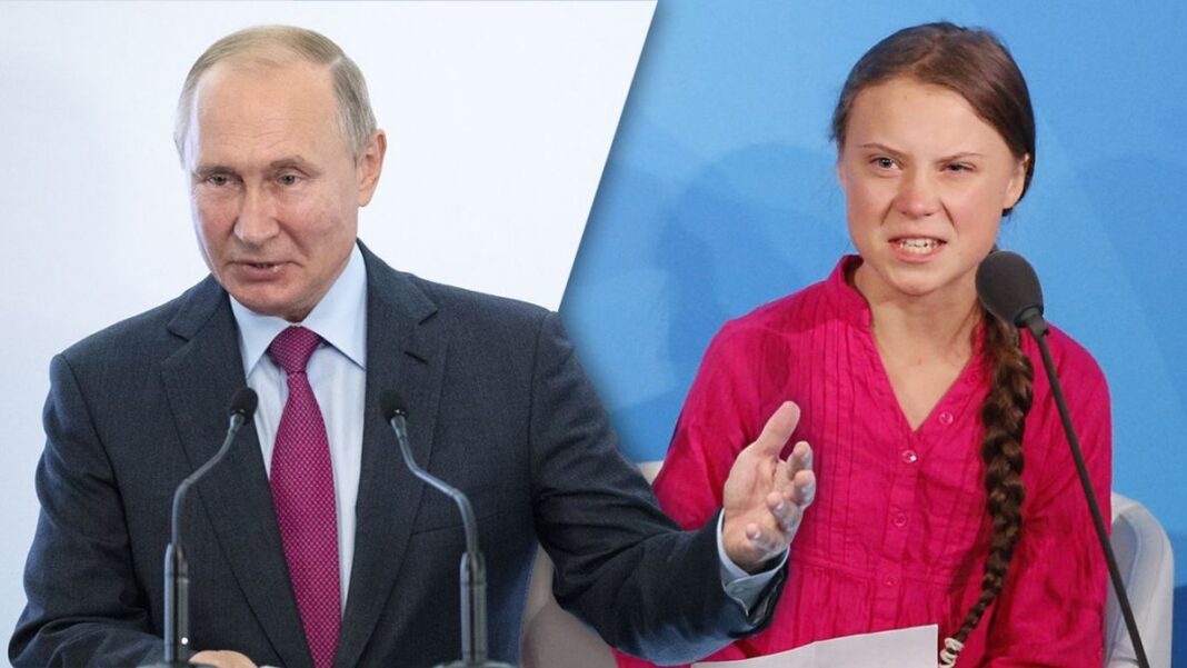 Russian President Vladimir Putin and Swedish teen climate activist Greta Thunberg