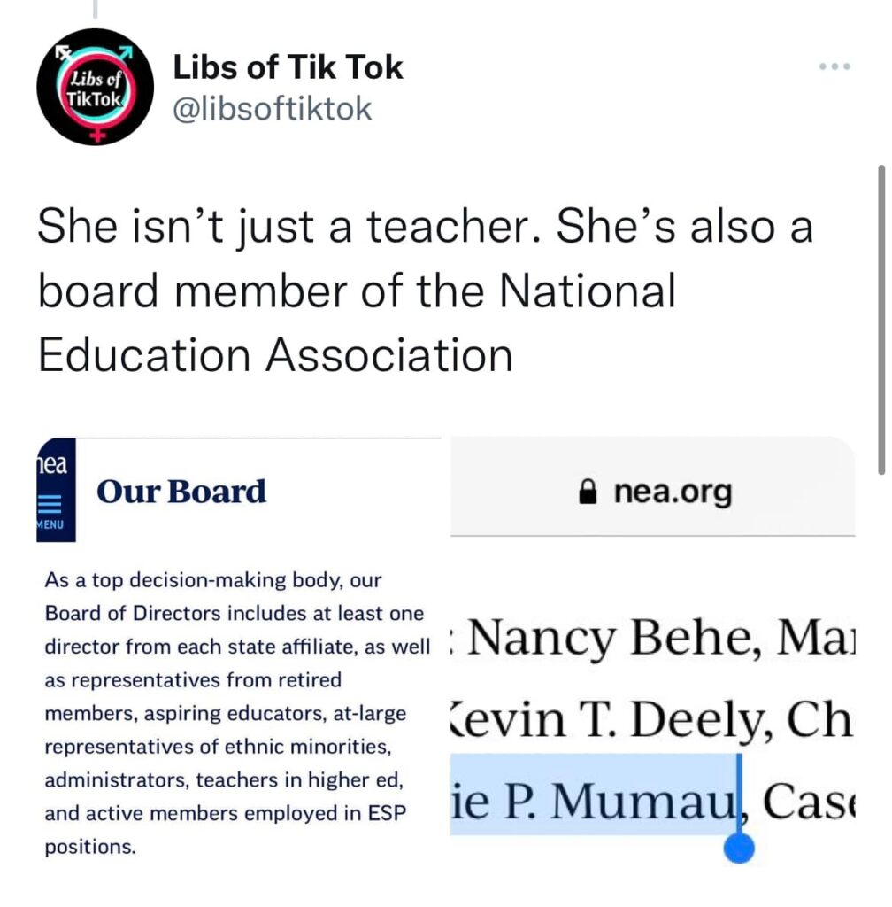 She's a board Member of the NEA