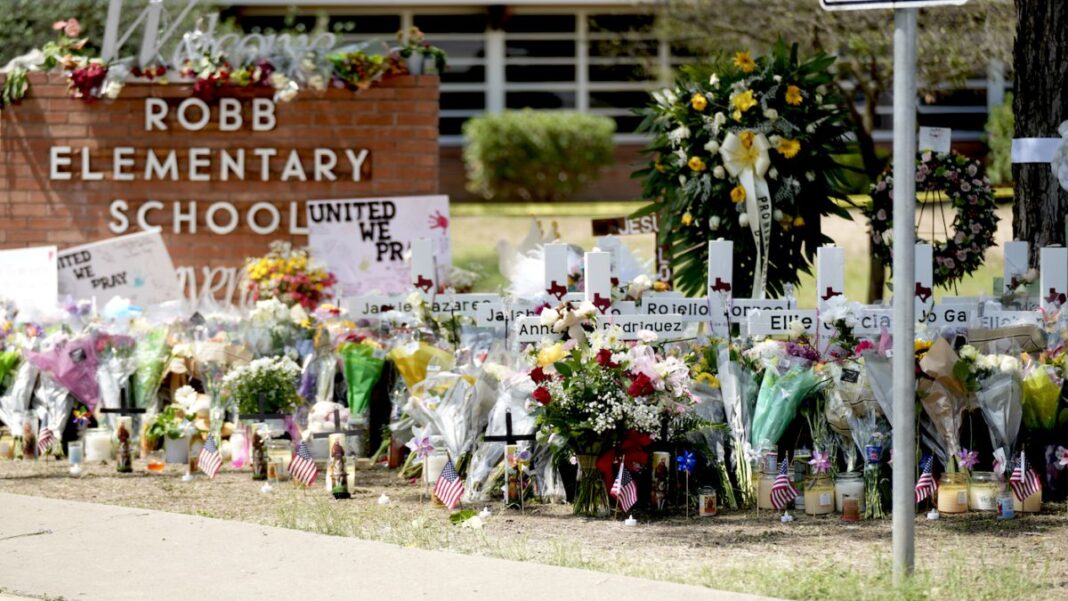 Makeshift Memorial at Robb Elementary School