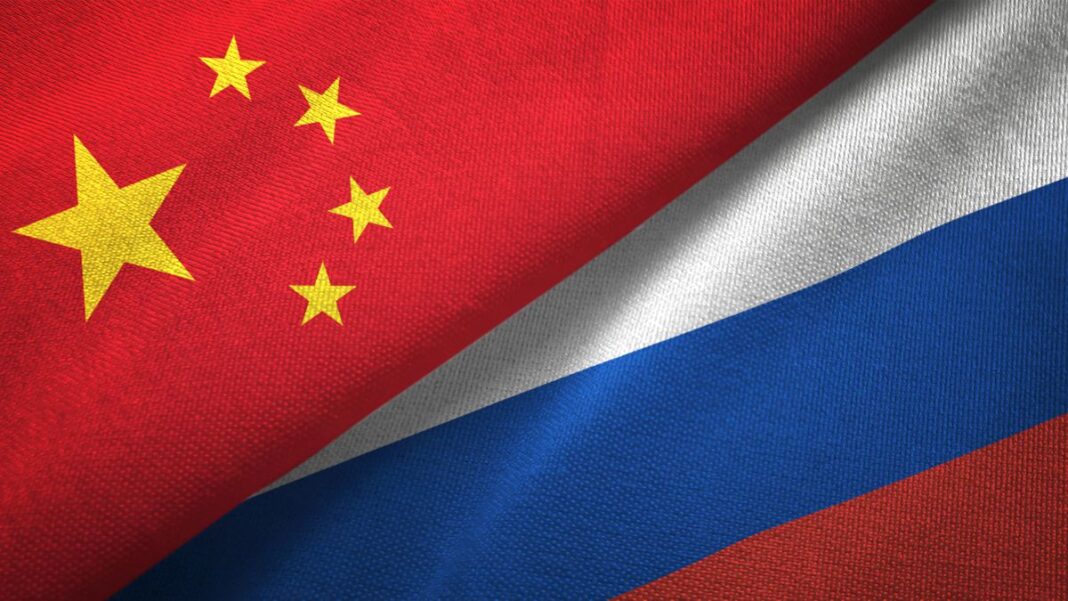 Chinese and Russian Flags