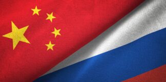 Chinese and Russian Flags