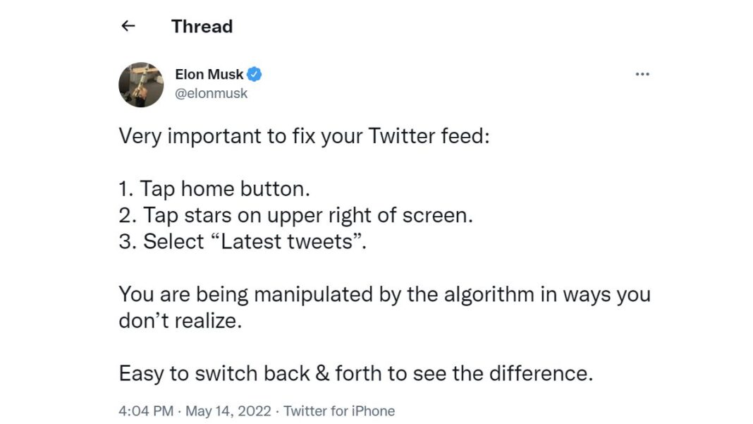 Elon Musk Issues Warning on Twitter Algorithm