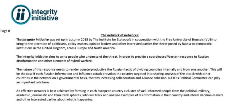 Integrity Initiative: The Network of Networks