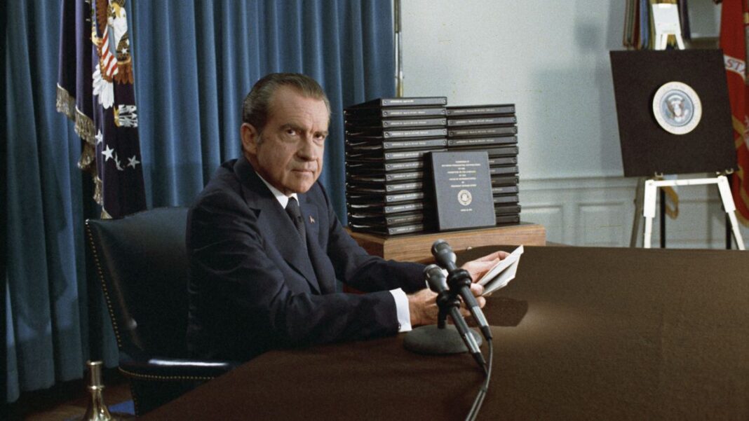 Richard Nixon during his speech to the Nation on Watergate, April 22, 1974