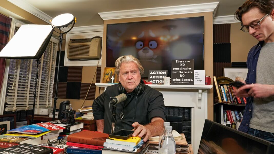 Steve Bannon with Cameron hosting War Room Pandemic