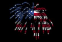 July 4th Flag Fireworks