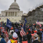 Protesters gather at the police line on the west side of the U.S. Capitol on Jan. 6, 2021.
