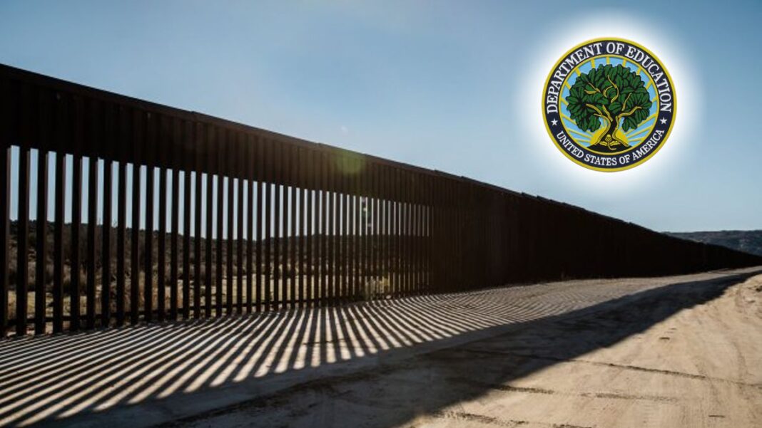 Border Wall and Dept. of Education Seal