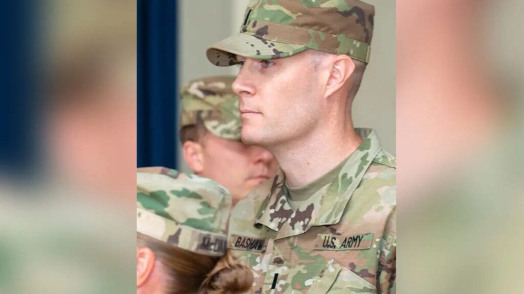 First Lt. Mark Bashaw at his command