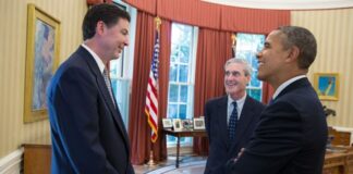 Obama, Comey and Mueller in Oval Office