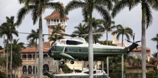 President Donald J. Trump aboard Marine One lands back at Mar-a-Lago